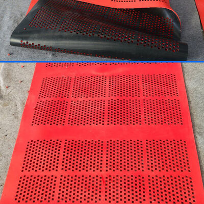 1.25m Width Red Soft/Black Hard Sections Self-Cleaning Rubber Panel for Vibrating Screens with 6-16mm Thickness