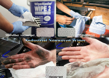Oil Absorbent Industrial Spunlace Nonwoven Wipes Wood Pulp White Viscose+Pet , Microfiber